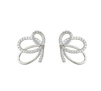 Élégantes boucles d'oreilles argent, 1.5x2.0cm étincelant Zircon Accent goujons, polyvalent usage quotidien et bijoux de l'événement