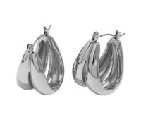 Élégantes boucles d'oreilles créoles doubles en forme de U pour femmes Cadeaux de bijoux en acier étanche avec revêtement en or 18 carats Anneaux modernes minimalistes, taille unique, Comme décrit