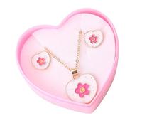 Élégantes boucles d'oreilles en alliage en forme de cœur avec collier assorti pour femmes et petites filles tendance, taille unique, comme décrit, comme décrit