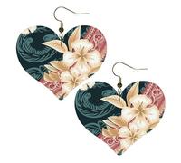 Élégantes boucles d'oreilles hawaïennes en forme de cœur en simili cuir, boucles d'oreilles pendantes légères pour femmes, mariages, fêtes, cérémonies, banquets, cadeaux