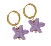 Élégantes boucles d'oreilles pendantes en céramique en forme d'étoile de mer fabriquées à la main pour un usage quotidien ou des vacances, bijoux en alliage léger et sophistiqué, taille unique, Comme