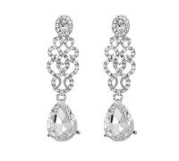 Élégantes boucles d'oreilles pendantes en perles et perles pour mariée, demoiselle d'honneur, lustre en strass brillants, boucles d'oreilles de mariée, boucles d'oreilles de mariée, bijoux longs pour