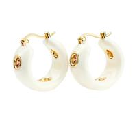 Élégantes boucles d'oreilles pour femme en forme de vague noires - Boucles d'oreilles plaquées or 18 carats en alliage de cuivre avec surface émaillée brillante, détails élégants en PVC, taille unique