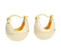 Élégantes boucles d'oreilles pour femme en forme de vague noires - Boucles d'oreilles plaquées or 18 carats en alliage de cuivre avec surface émaillée brillante, détails élégants en PVC, taille unique