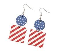 Élégantes boucles d'oreilles rétro avec techniques d'impression de couches et drapeaux patriotiques à paillettes pour les femmes qui aiment la culture américaine, bijoux de jour de l'indépendance