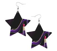Élégantes boucles d'oreilles violettes à talons hauts avec rouge à lèvres en cuir en forme d'étoile sont vives et de couleur vive, et ne rouillent pas et ne se décolorent pas facilement, taille unique