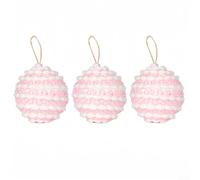 Élégantes boules de Noël de 8 cm pour sapin de Noël, décoration à suspendre pour hôtels, restaurants et célébrations à la maison (rose)