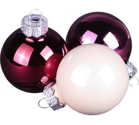 Elégantes boules de Noël en verre Berry Mix Rose Beige Ø7,5cm 12 pcs Décoration d'arbre de Noël