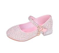 Élégantes chaussures à talons hauts pour filles avec ornement en cristal pour les occasions festives, les représentations sur scène en tant que fille de fleur ou pour piano, Rose, 27.5 EU Étroit