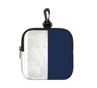 Élégantes Rayures argentées, Bleu Marine et Blanches,Pochette de Rangement carrée à Fermeture éclair, Porte-Monnaie en néoprène, Petit Portefeuille, Pochette à Monnaie, Porte-Monnaie