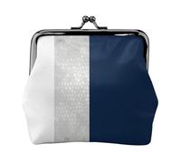 Élégantes Rayures argentées, Bleu Marine et Blanches,Porte-Monnaie en Cuir PU, Petit Portefeuille, Pochette à Monnaie avec Fermoir Baiser