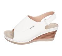 Elegantes sandalias Pure con tacón cómodo - Sandalias planas de verano para la playa y uso diario. (White-BA, 42)