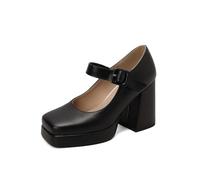 Élégantes talons hauts pour femme avec talon épais et bout carré, design Mary Jane, polyvalents, pour les loisirs, la fête de la bière, chaussures élégantes pour tout le monde