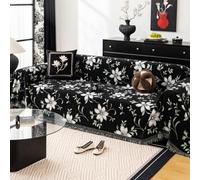 ÉlégantLuxuryVintage Housse de canapé en chenille pour 24 places Anti-poussière et protection Noir élégant Convient aux canapés d'angle 180 x 280 cm