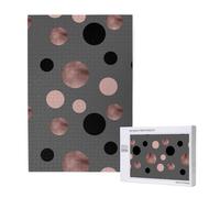 Élégants Faux Cercles Roses et Noirs,Puzzle Familial en Bois de 1 000 pièces pour Adultes et Adolescents