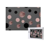 Élégants Faux Cercles Roses et Noirs,Puzzle Familial en Bois de 1 000 pièces pour Adultes et Adolescents, décoration d'intérieur
