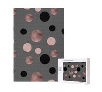Élégants Faux Cercles Roses et Noirs,Puzzle Familial en Bois de 300 pièces pour Adultes et Adolescents
