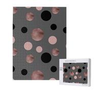 Élégants Faux Cercles Roses et Noirs,Puzzle Familial en Bois de 500 pièces pour Adultes et Adolescents