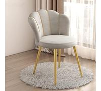 ÉlégantWhiteVanityChairwithBackrestShellShapedAccentChair GoldMetalLegs CushionedFabricSeatPerfect for HomeOfficeBedroomKitchenStylishandComfortable