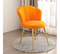 ÉlégantWhiteVanityChairwithBackrestShellShapedGoldMetalleggsCoussin rembourré Idéal pour la maison, le bureau, la chambre, la cuisine Élégant et confortable