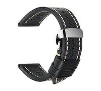 Elegantyl 18mm - 26mm Bracelet de montre en cuir véritable vintage avec fermoir à boucle papillon Accessoires de montre pour hommes, Le noir, 18mm