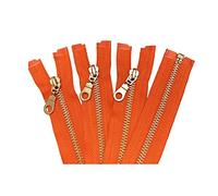 Elegantyl 2 pièces 5# 30-60cm Laiton métal Fermeture éclair Queue Ouverte Fermeture éclair pour Accessoires de Couture Bricolage, Orange, 60cm