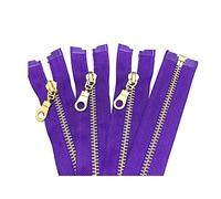 Elegantyl 2 pièces 5# 30-60cm Laiton métal Fermeture éclair Queue Ouverte Fermeture éclair pour Accessoires de Couture Bricolage, Violet, 40cm