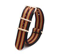 Elegantyl Bracelet de montre 18mm 20mm 22mm 24mm Bracelet de montre à rayures en nylon multicolore avec boucle en or rose, 18mm