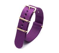 Elegantyl Bracelet de montre 18mm 20mm 22mm 24mm Bracelet de montre à rayures en nylon multicolore avec boucle en or rose, Violet, 18mm
