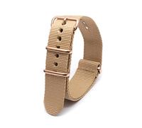 Elegantyl Bracelet de montre 18mm 20mm 22mm 24mm Bracelet de montre à rayures en nylon multicolore avec boucle en or rose, Kaki, 18mm