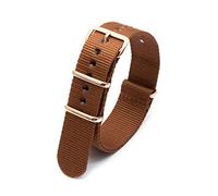 Elegantyl Bracelet de montre 18mm 20mm 22mm 24mm Bracelet de montre à rayures en nylon multicolore avec boucle en or rose, Marron, 20mm