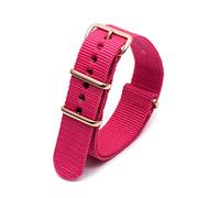 Elegantyl Bracelet de montre 18mm 20mm 22mm 24mm Bracelet de montre à rayures en nylon multicolore avec boucle en or rose, Rose, 20mm