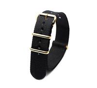 Elegantyl Bracelet de montre de remplacement en nylon Bracelets de montre en nylon de tissu coloré avec boucle dorée 18 20 22 24mm, Le noir, 20mm