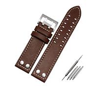 Elegantyl Bracelet de montre en cuir véritable 20mm 22mm pour bracelet de remplacement de montre pour homme avec rivets, 22mm