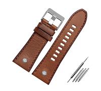 Elegantyl Bracelet de montre Vintage en cuir véritable 22mm 24mm 26mm 28mm pour bracelet de remplacement de montre pour hommes + outil d'installation, 28mm