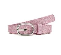 Elegantyl Ceinture Fine en Cuir et Métal avec Boucle, Pailletée, Rose, 105cm, pour Femmes