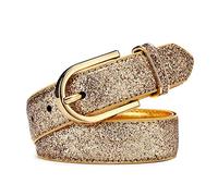 Elegantyl Femmes paillettes or ceinture femme argent Pu cuir taille ceinture femmes décontracté ceinture 80-115cm jean ceinture, Or, 100cm