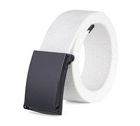 Elegantyl Hommes Ceinture Homme Casual Boucle Métallique Sangle Plaine Toile Ceintures Largeur 3.8cm Nylon Ceinture Tressée, Blanc, 105cm