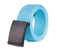 Elegantyl Hommes Ceinture Homme Casual Boucle Métallique Sangle Plaine Toile Ceintures Largeur 3.8cm Nylon Ceinture Tressée, Bleu ciel, 125cm
