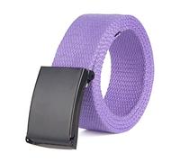 Elegantyl Hommes Ceinture Homme Casual Boucle Métallique Sangle Plaine Toile Ceintures Largeur 3.8cm Nylon Ceinture Tressée, Violet, 125cm