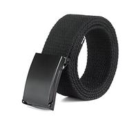 Elegantyl Hommes Ceinture Homme Casual Boucle Métallique Sangle Plaine Toile Ceintures Largeur 3.8cm Nylon Ceinture Tressée, Le noir, 140cm