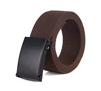 Elegantyl Hommes Ceinture Homme Casual Boucle Métallique Sangle Plaine Toile Ceintures Largeur 3.8cm Nylon Ceinture Tressée, Café, 130cm