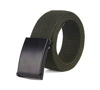 Elegantyl Hommes Ceinture Homme Casual Boucle Métallique Sangle Plaine Toile Ceintures Largeur 3.8cm Nylon Ceinture Tressée, armée verte, 130cm