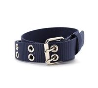 Elegantyl Nylon Tressé Ceinture Hommes Femmes Ceinture Double Oeillet Trou Boucle Ceinture 3.2cm Largeur Jeans Ceintures, Bleu, 105cm