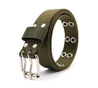 Elegantyl Nylon Tressé Ceinture Hommes Femmes Ceinture Double Oeillet Trou Boucle Ceinture 3.2cm Largeur Jeans Ceintures, armée verte, 105cm