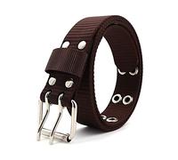 Elegantyl Nylon Tressé Ceinture Hommes Femmes Ceinture Double Oeillet Trou Boucle Ceinture 3.2cm Largeur Jeans Ceintures, Café, 105cm