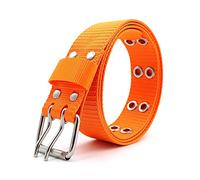 Elegantyl Nylon Tressé Ceinture Hommes Femmes Ceinture Double Oeillet Trou Boucle Ceinture 3.2cm Largeur Jeans Ceintures, Orange, 105cm