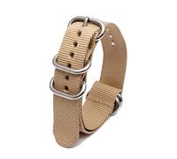 Elegantyl Uhrenarmband mit Nylonstreifen-Armband 18mm - 24mm Uhrenzubehör mit silberner 5-Ring-Metallschnalle, Kaki, 22mm