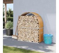 Eleganz Abri de bois de cheminée, en acier galvanisé, 120 x 45 x 140 cm, aspect bois, stable et résistant aux intempéries, pour le stockage du bois de cheminée dans le jardin ou la terrasse