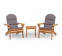 Eleganz Adirondack Salon de jardin 3 pièces en bois massif d'acacia traité à l'huile - Meubles de jardin durables et faciles d'entretien pour terrasse et jardin